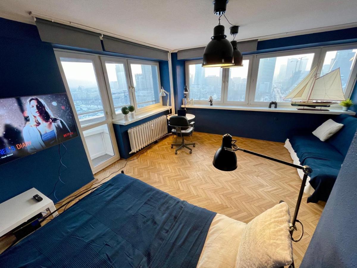 ורשה Super Apartament Blue Scisle Centrum Dwie Linie Metra Netflix Wifi 300 Mbs Panorama Miasta מראה חיצוני תמונה